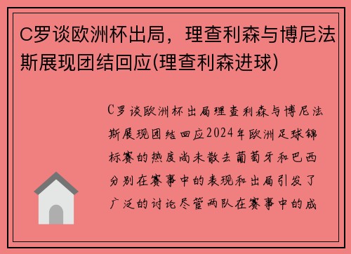 C罗谈欧洲杯出局，理查利森与博尼法斯展现团结回应(理查利森进球)